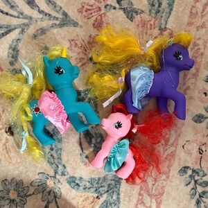 My Little Pony Teal, Purple & Pink Pony Trio with Yellow, Red Manes